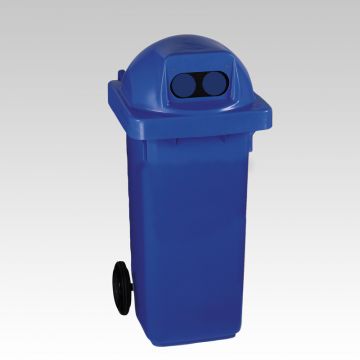 Wheelie bin, 120 L, with round cover and 2 holes, blue