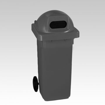 Wheelie bin, 120 L, with round cover and 1 hole, grey