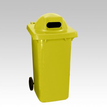 Wheelie bin, 240 L, with round cover and 1 hole, yellow