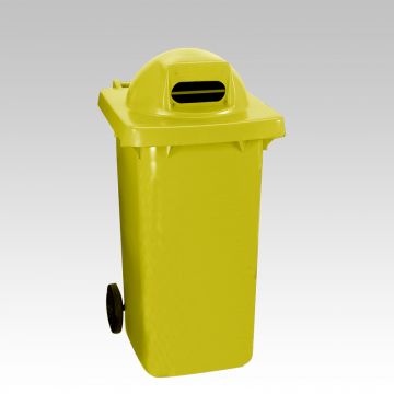 Wheelie bin, 240 L, with round cover and fissure, yellow