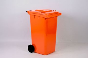 Afvalcontainer 240 liter, oranje met deksel