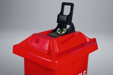 Wheelie bin 240 L, with can crusher, red