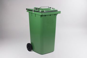 Wheelie bin 240 L with clamping bracket for organic waste, green