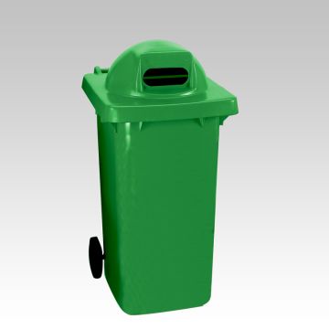 Afvalcontainer, 600x740x1210 mm 240 liter, boldeksel met sleuf, groen
