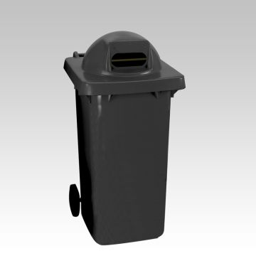 Afvalcontainer, 600x740x1210 mm 240 liter, boldeksel met sleuf, grijs