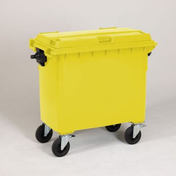 Wheelie bin 660L, 1370x784x1215 mm, yellow