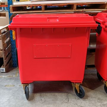 Afvalcontainer 660 liter, met scharnierdeksel, rood