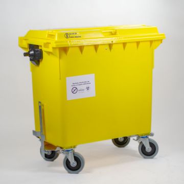 Hospital waste wheelie bin, 770 l, wth UN approval with pulling bar