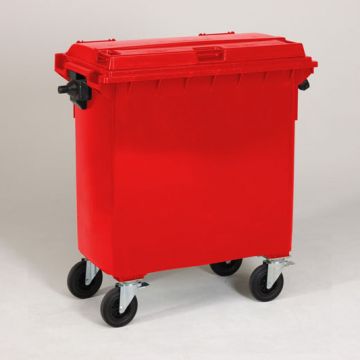 Wheelie bin 770L, 1371x779x1316 mm, red