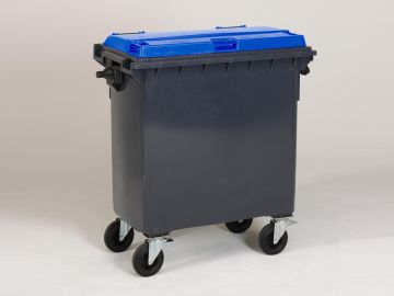 Afvalcontainer 770 liter, met scharnierdeksel, grijs/blauw