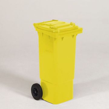 2-wiel container, 445x530x940 mm 80 l. met deksel, geel
