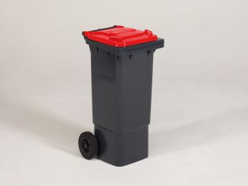 Wheelie bin 770L, 1371x779x1316 mm, dark gray/red