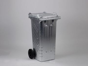 Stalen 2-wiel container, 490x560x960 mm, 120 l. met deksel
