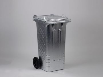 Stalen 2-wiel container, 490x560x960 mm, 120 liter, met deksel