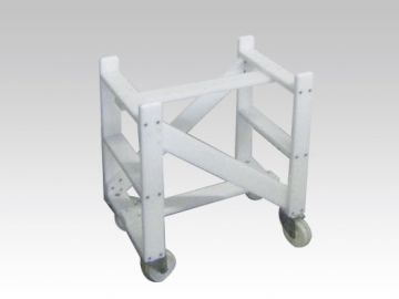 Plastic frame on 4 inox wheels for mixing tank 100 l. 600x380x680 mm