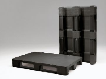 Hygienic pallet, 1200x800x155 mm on 3 skids HDPE dark-grey