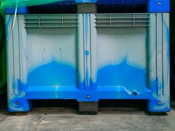 Kunststof palletbox, 1200x1000x760 mm, 610 l. 3 sleden, MIX-kleur
