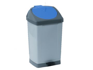 Waste bin with pedal 430x370x730 mm, 60 L, grey/blue