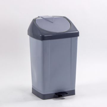 Kunststof afvalbak met voetpedaal, 430x370x730 mm, 60 l. grijs