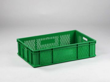 Stackable crate for fruit and vegetables 600x400x150 mm, perforated, green