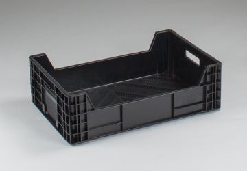 Plastic euronorm agri crate, 600x400x180 mm, stackable, black