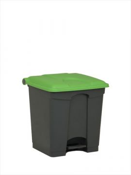 Kunststof afvalbak met pedaal 400x400x430 mm, 30 l. grijs/groen