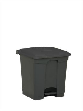 Kunststof afvalbak met pedaal 400x400x430 mm, 30 liter, grijs