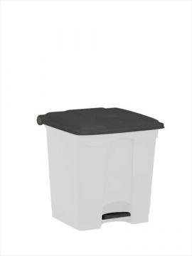 Kunststof afvalbak met pedaal 400x400x430 mm, 30 l. wit/grijs