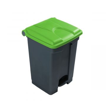 Kunststof afvalbak met pedaal 410x400x600 mm, 45 l. grijs/groen