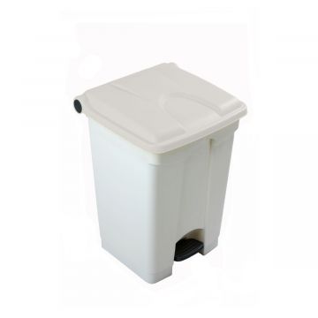Kunststof afvalbak met pedaal 410x400x600 mm, 45 l. wit