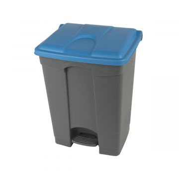 Kunststof afvalbak met pedaal, 500x410x670 mm, 70 l. grijs/blauw