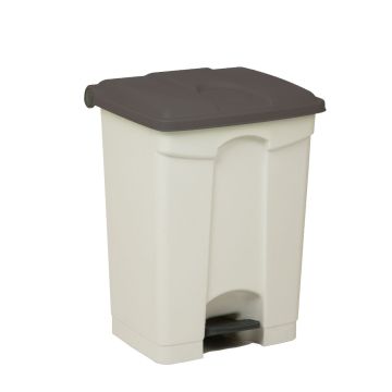 Kunststof afvalbak met pedaal 500x410x670 mm, 70 liter, wit/grijs
