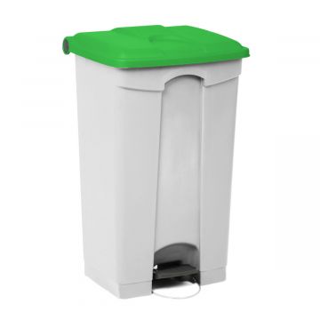 Kunststof afvalbak met pedaal 500x410x820 mm, 90 l. wit/groen