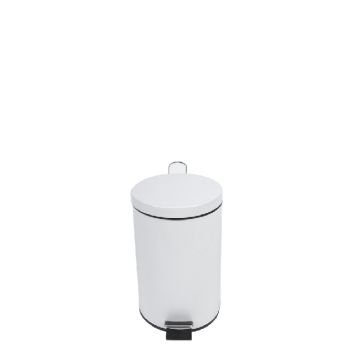 Stainless steel pedal waste bin 3 l. ø167x270 mm, white