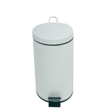 Stainless steel pedal waste bin 20 l. ø292x445 mm, white