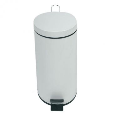 Stainless steel pedal waste bin 30 l. ø292x640 mm, white