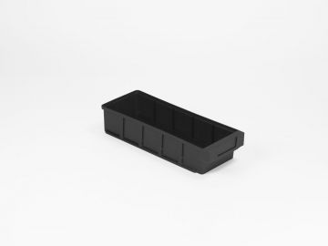 Conductive storage box, 400x152x83 mm max. 4 partitions, black