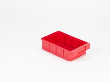 Kunststof magazijnbak 300x186x83 mm geschikt voor 3 schotten, rood