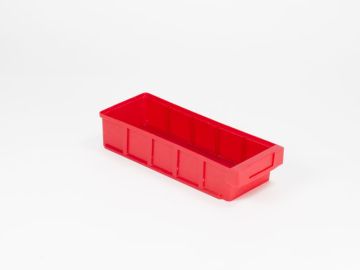 Kunststof magazijnbak 400x152x83 mm geschikt voor 4 schotten, rood