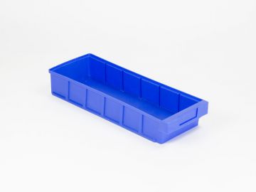 Kunststof magazijnbak 500x186x83 mm geschikt voor 5 schotten, blauw