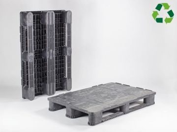 Heavy duty pallet, 1200x800x157 mm on 3 skids closed deck PP recycle