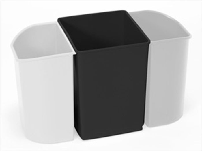 Waste Separation Bin Black, 13.5 litres, Compatible with Half-Round Bins
