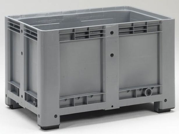 Kunststof palletbox op 4 poten, 1200x800x760 mm, 475 l. grijs