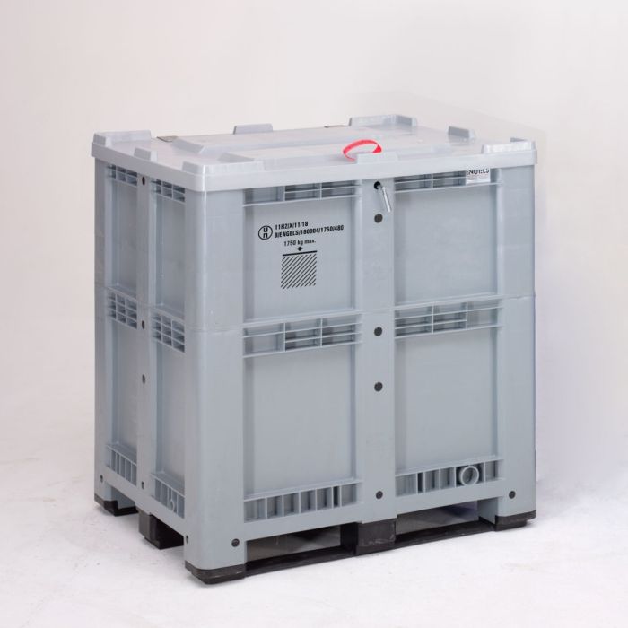 ADR palletbox op 3 sleden, 1200x1000x1315 mm met deksel UN-gekeurd