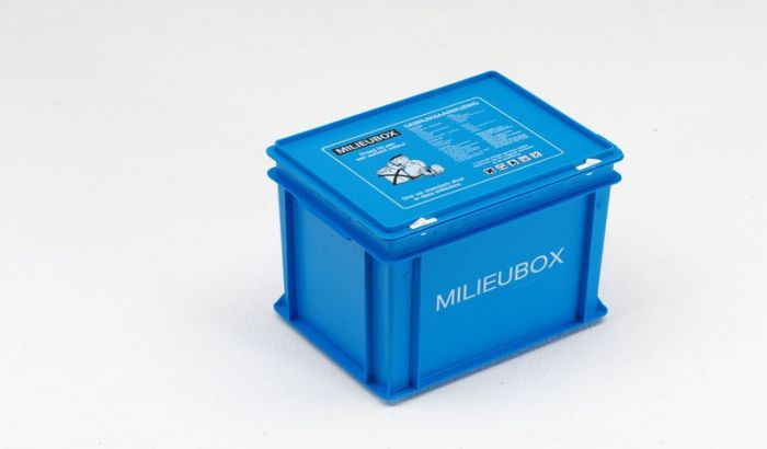 Chemical waste box 20L, 400x300x235 mm, blue