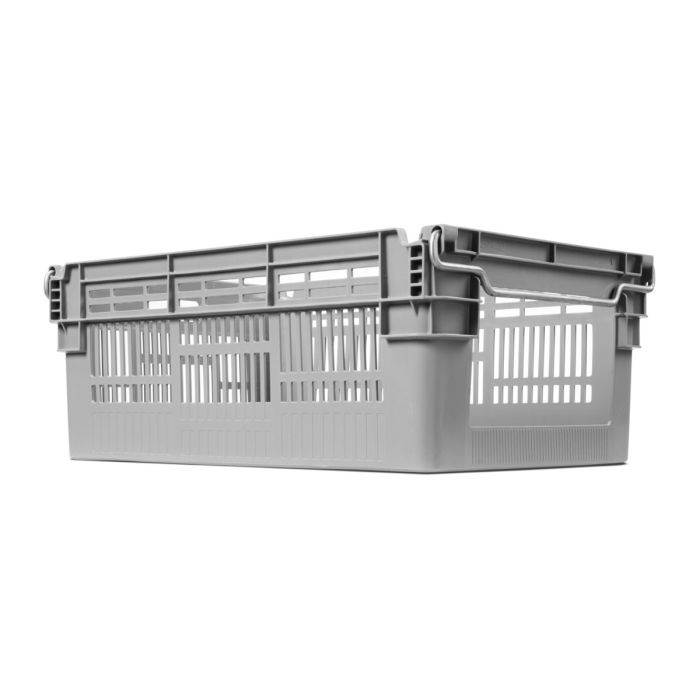 Orderpick bak met stapelbeugels 45 liter, 600x400x237 mm, perfo grijs