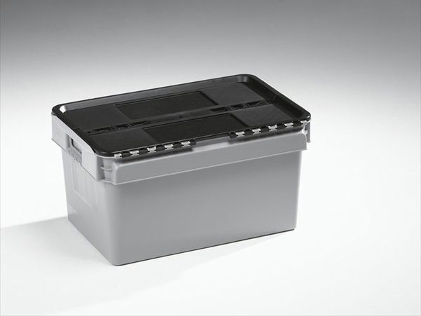 Attached lid container, 52 l. 600X400x320 mm grey/black