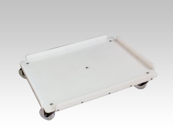 Trolley 800x600 mm met 5 galva zwenkwielen, wit