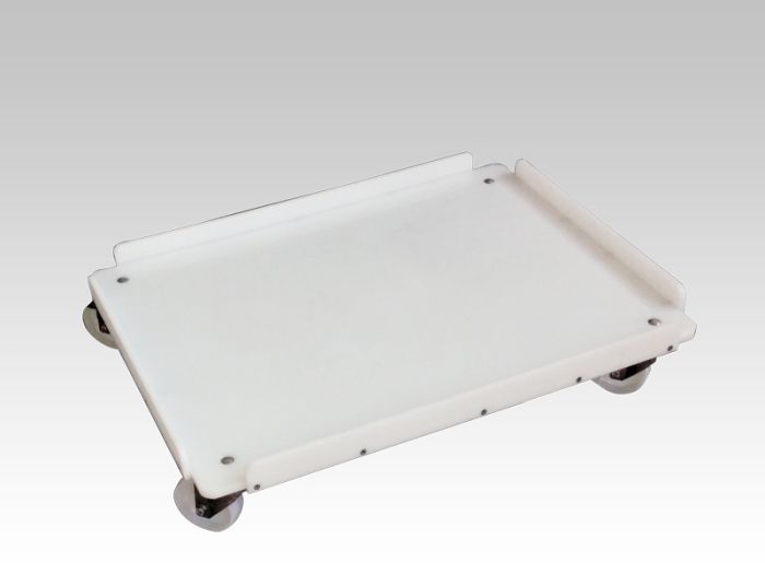 Trolley 800x600 mm, 4 galva zwenkwielen, wit