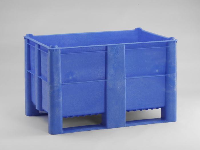 Pallet Box 520L, on 2 skids, blue